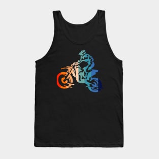 70s Retro Colored Silhouette MotoCross Dirt Bike Biker Gift Tank Top